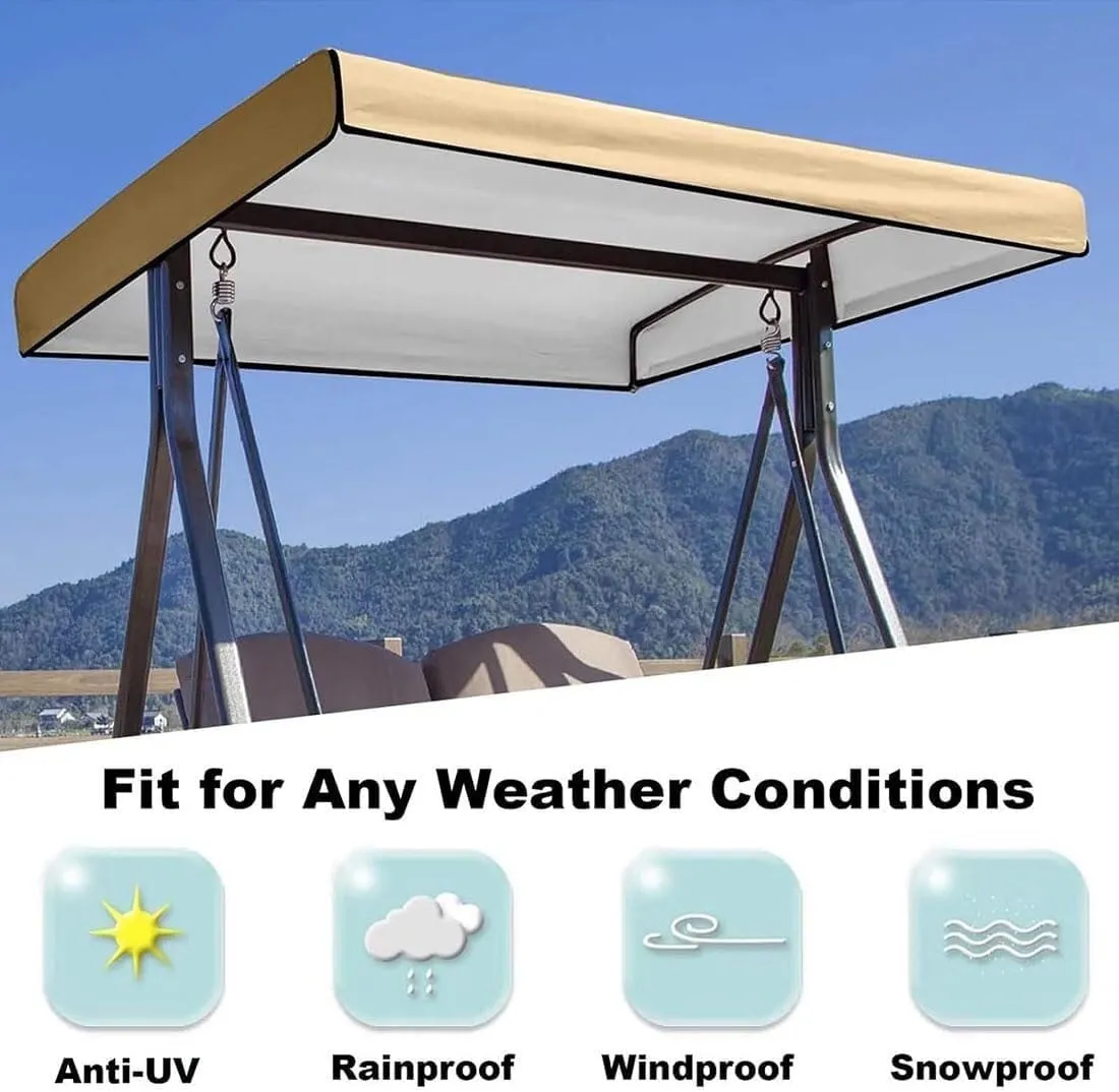 Heavy-Duty Swing Chair Canopy Replacement - Waterproof and Windproof Rip-Proof Top Cover for 3-Seater Garden Swing Seat(A,84x48x9inch)
