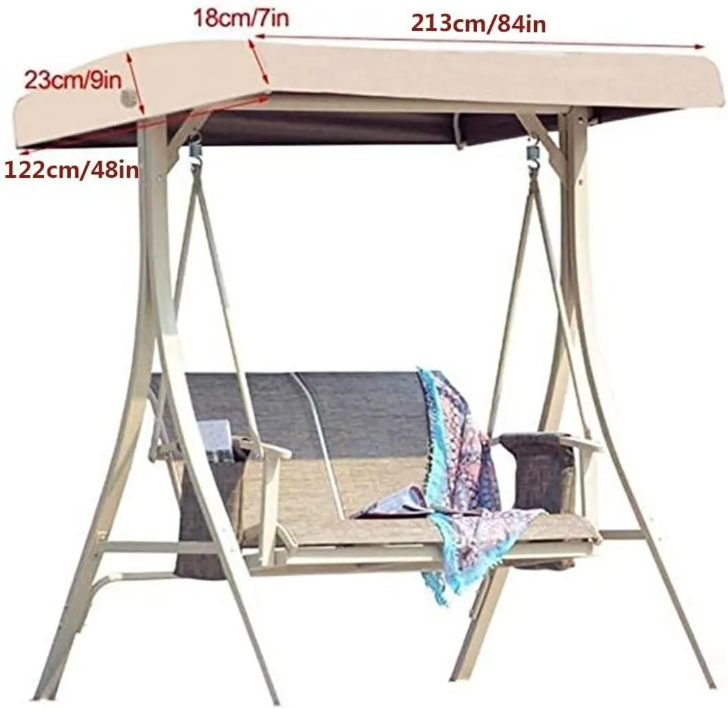 Heavy-Duty Swing Chair Canopy Replacement - Waterproof and Windproof Rip-Proof Top Cover for 3-Seater Garden Swing Seat(A,84x48x9inch)
