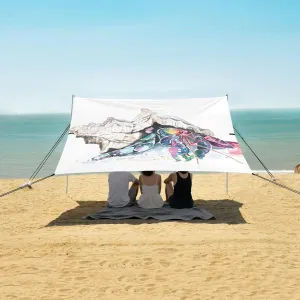 Hermit Crab Watercolor Beach Canopy Tent Anti-UV & Wind Resistant, Camping Sun Shelter Easy Setup Portable,Outdoor Shade Tents with Sandbags,Sand Shovels,Ground Pegs & Stability Poles