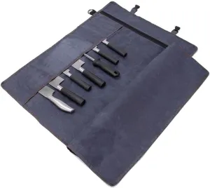 HERSENT Chef’s Knife Roll Bag,Waxed Canvas Knife Cultery Carrier, Portable Chef Knife Cases,Knife Pouch Holders With 10 Slots Plus 1 Zipper Pockets Can Hold Home Kitchen Knife Tools Up To 18.8”