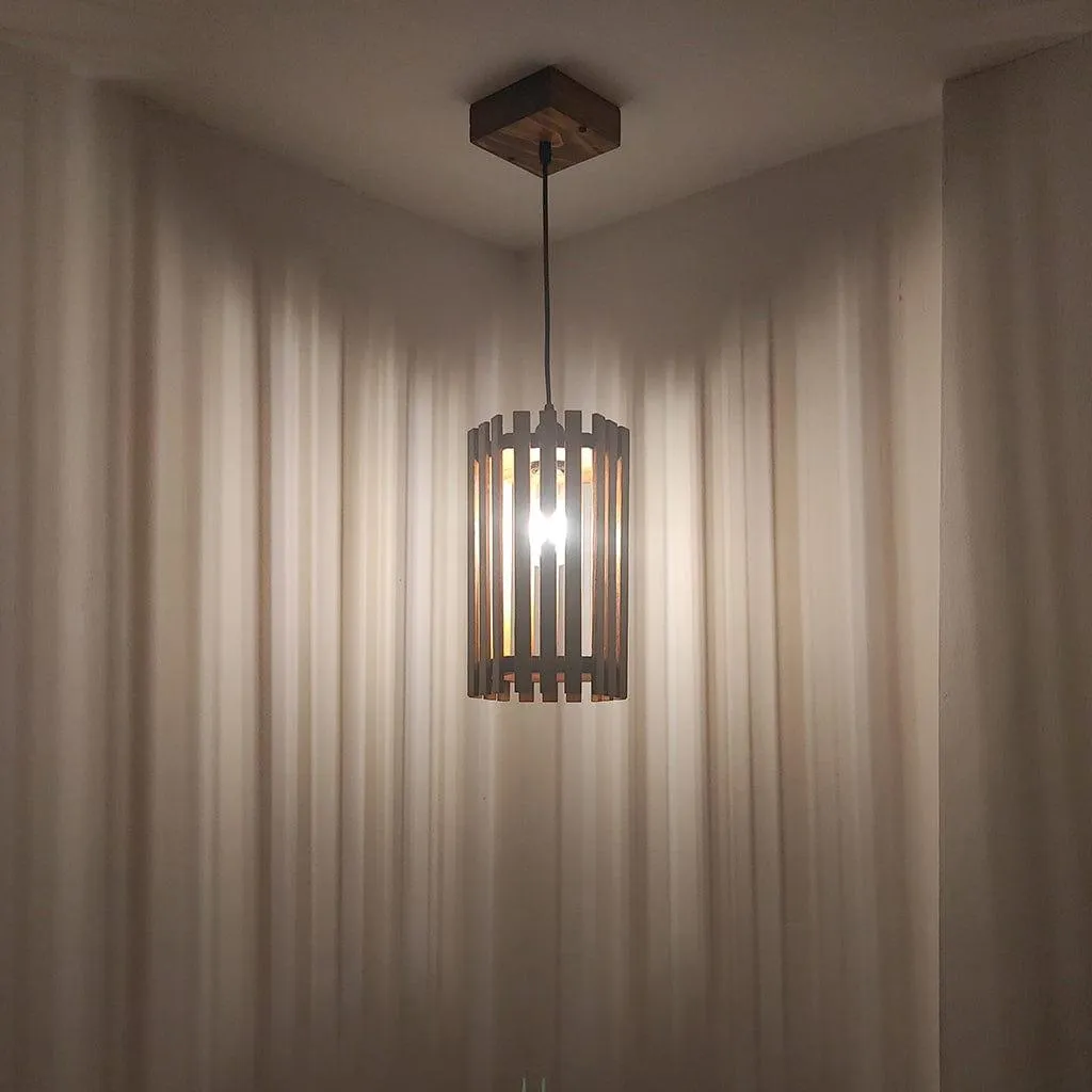 Hexa Brown Wooden Single Hanging Lamp