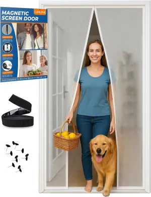 High-Density Magnetic Screen Door Mesh for Home and Patio, Tear Resistant Backdoor Screen Net with Magnetic Closure