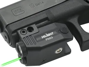HiLight - Tactical PS5G - 400 Lumens Strobe Flashlight & Single (Green) Laser - Aircraft Grade Aluminum, Magnetic Rechargeable USB Battery - Rail Mount Light & Precision Laser Class of IIIA, <5mW