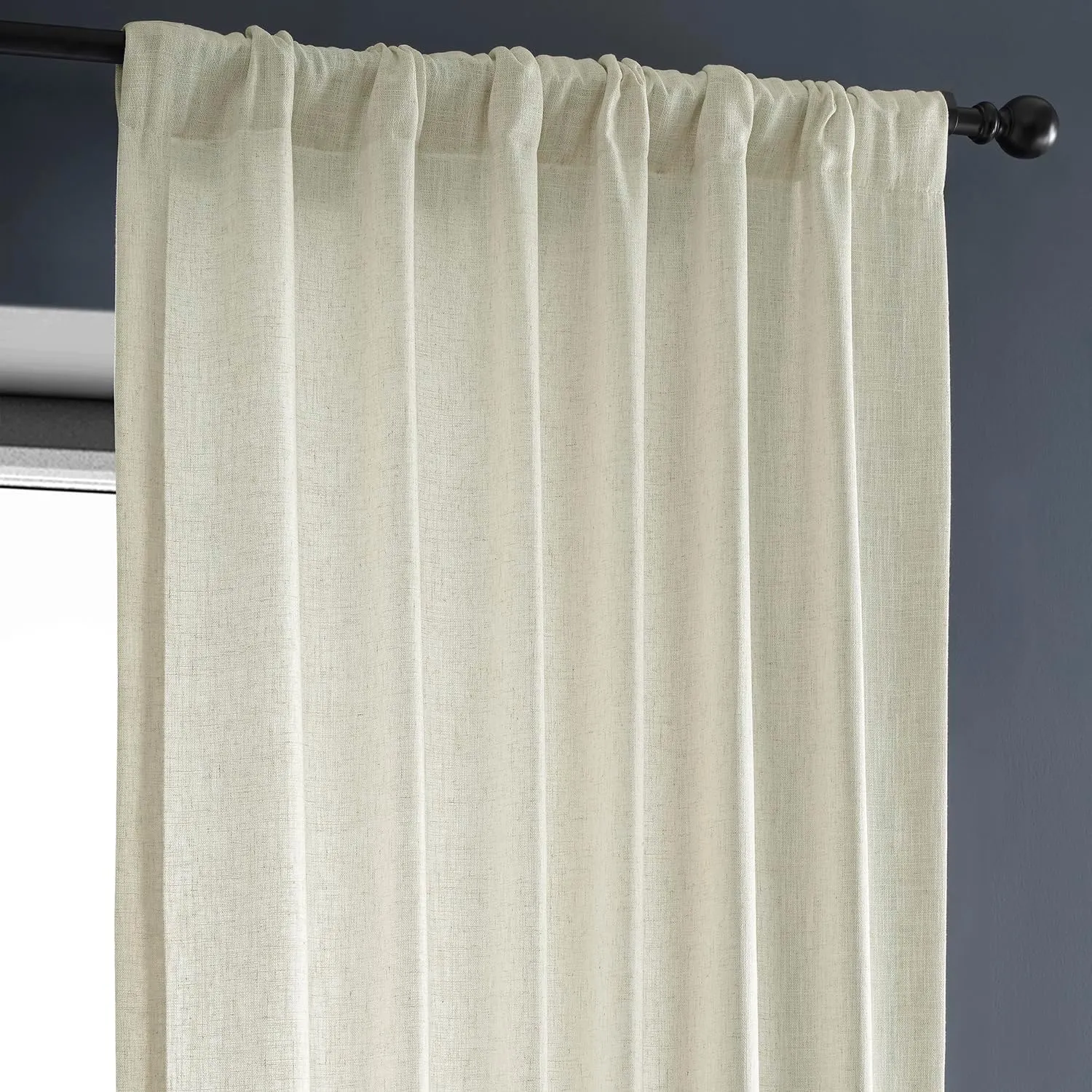 HPD Half Price Drapes Premium Heavy Faux Linen Curtains for Living Room (1 Panel), 50W x 108L Light Filtering Curtains 108 Inches Long Window Curtains for Bedroom, Barley