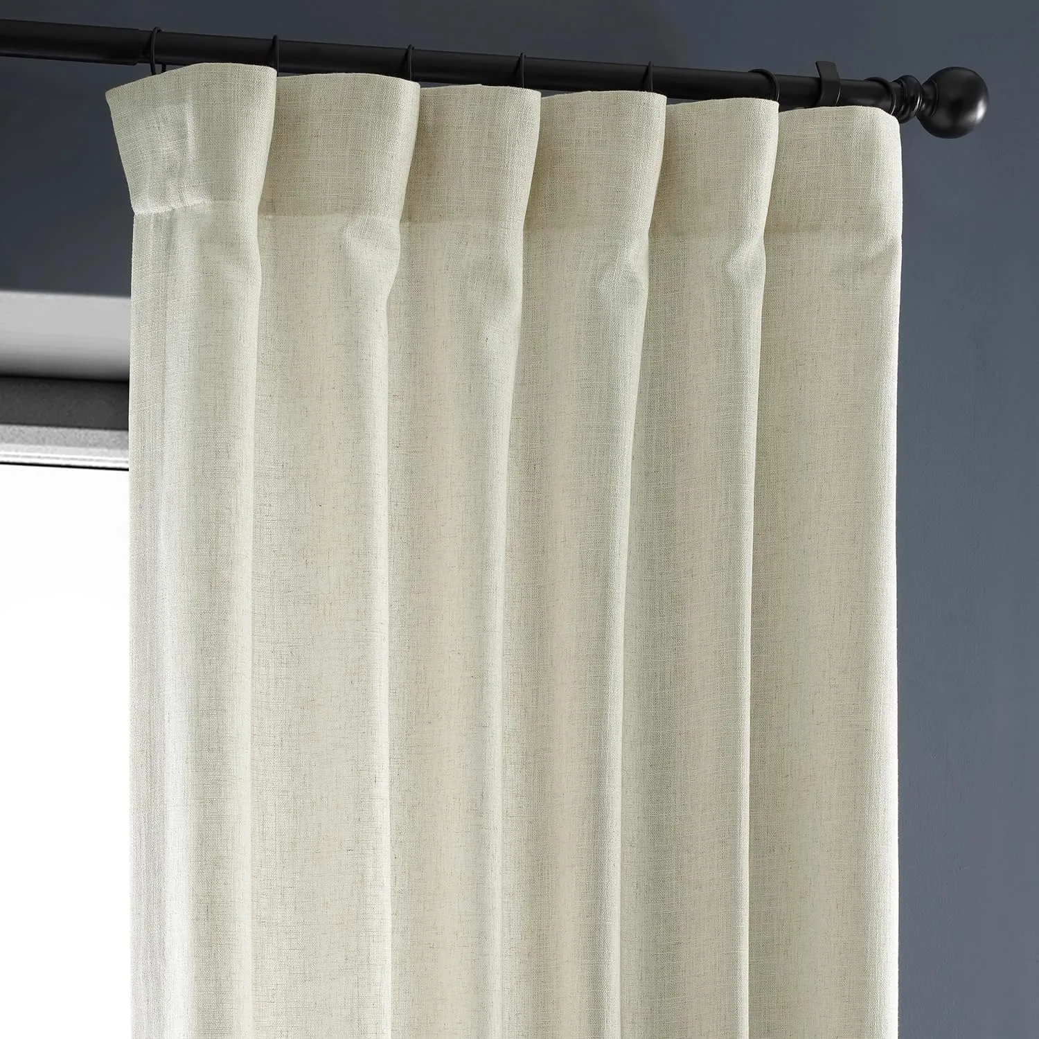 HPD Half Price Drapes Premium Heavy Faux Linen Curtains for Living Room (1 Panel), 50W x 108L Light Filtering Curtains 108 Inches Long Window Curtains for Bedroom, Barley