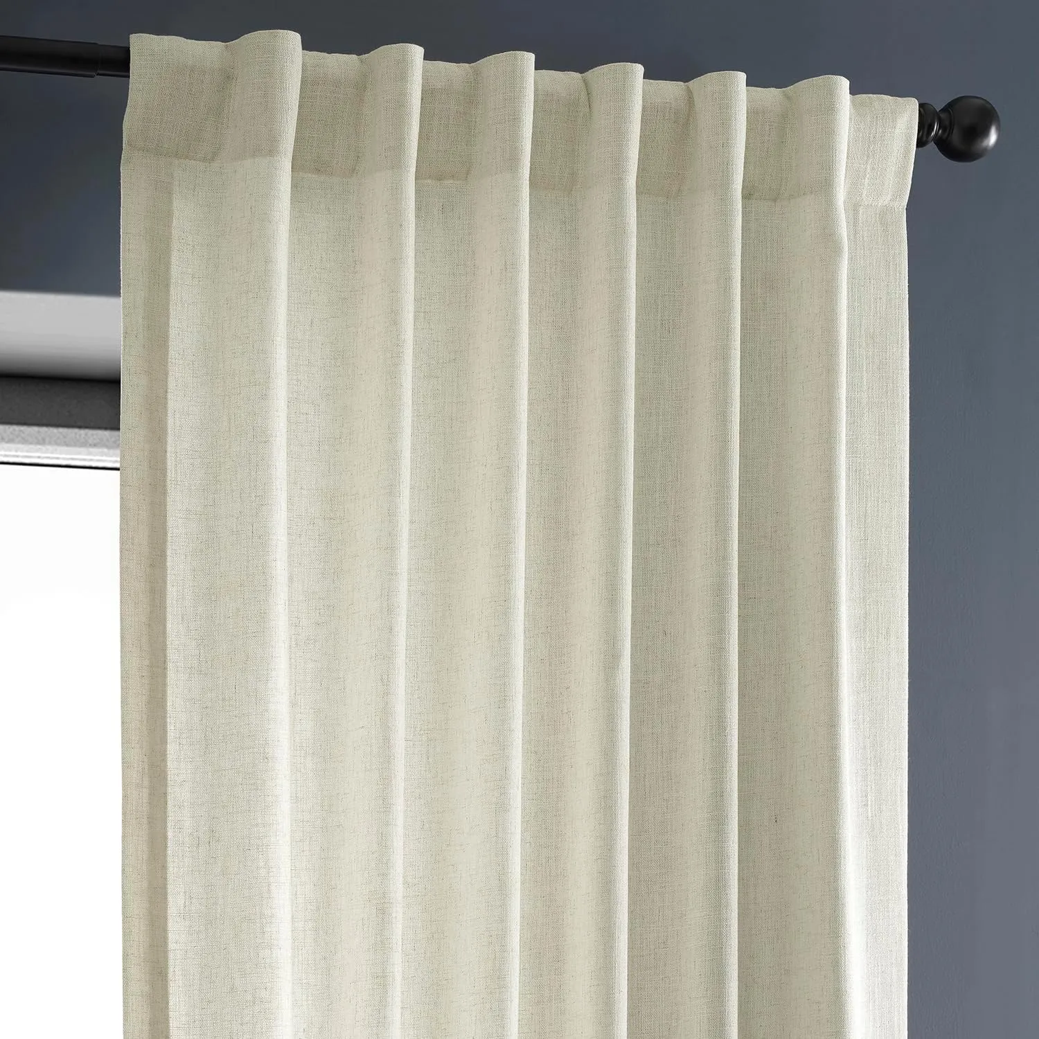 HPD Half Price Drapes Premium Heavy Faux Linen Curtains for Living Room (1 Panel), 50W x 108L Light Filtering Curtains 108 Inches Long Window Curtains for Bedroom, Barley