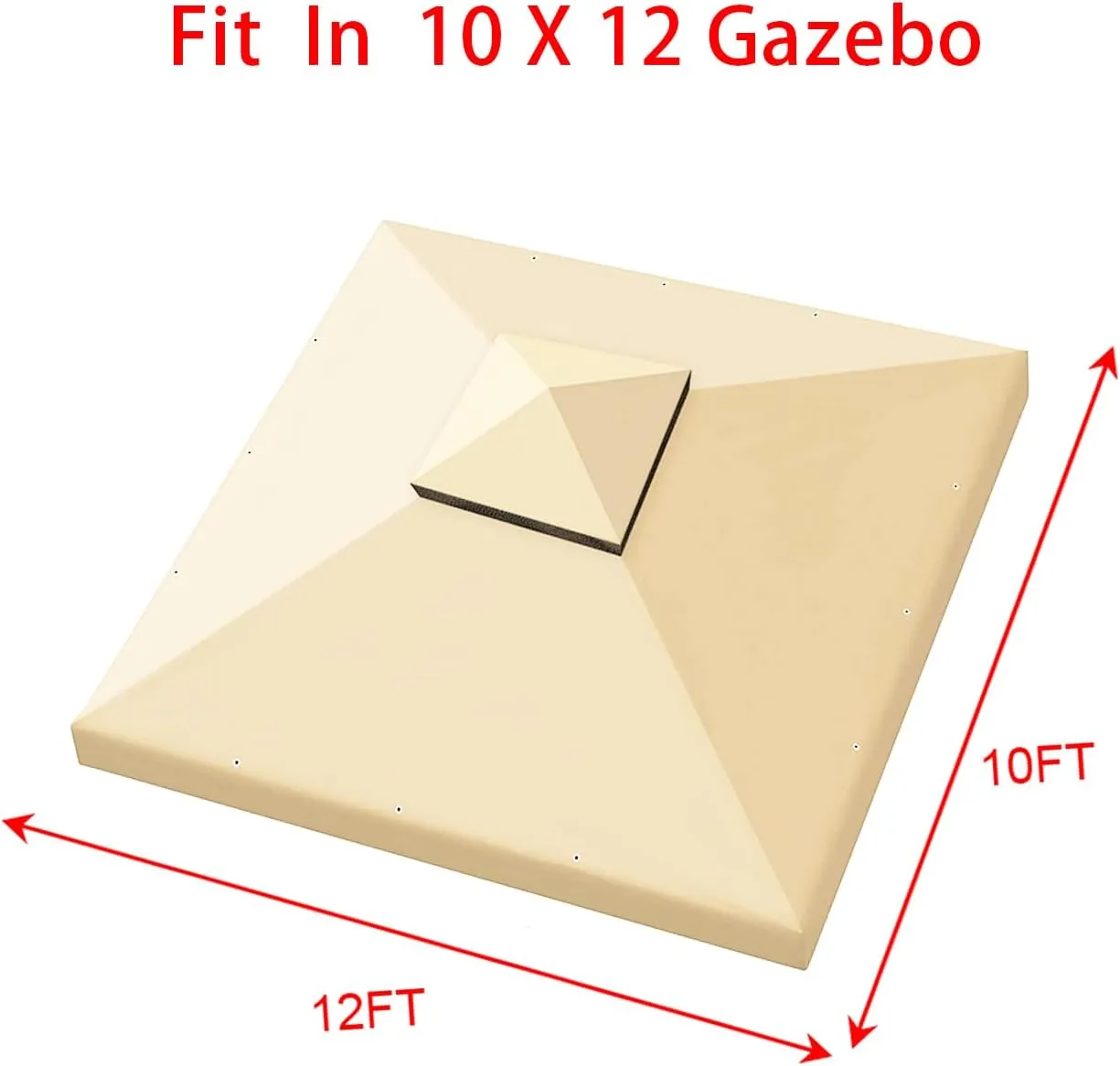 Hugline Outdoor Replacement Canopy Top Double Tier Gazebo Roof Cover for Lowe's Allen Roth 10x12 Gazebo #GF-12S004B-1 (Beige)