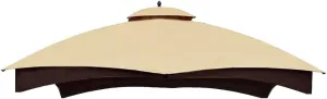 Hugline Outdoor Replacement Canopy Top Double Tier Gazebo Roof Cover for Lowe's Allen Roth 10x12 Gazebo #GF-12S004B-1 (Beige)