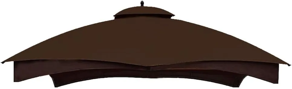 Hugline Outdoor Replacement Canopy Top Double Tier Gazebo Roof Cover for Lowe's Allen Roth 10x12 Gazebo #GF-12S004B-1 (Brown)