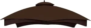 Hugline Outdoor Replacement Canopy Top Double Tier Gazebo Roof Cover for Lowe's Allen Roth 10x12 Gazebo #GF-12S004B-1 (Brown)