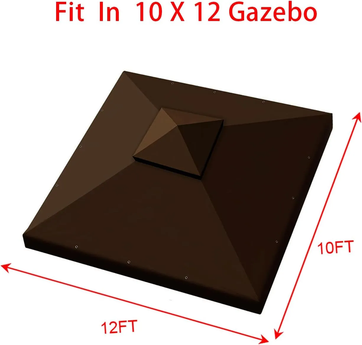 Hugline Outdoor Replacement Canopy Top Double Tier Gazebo Roof Cover for Lowe's Allen Roth 10x12 Gazebo #GF-12S004B-1 (Brown)