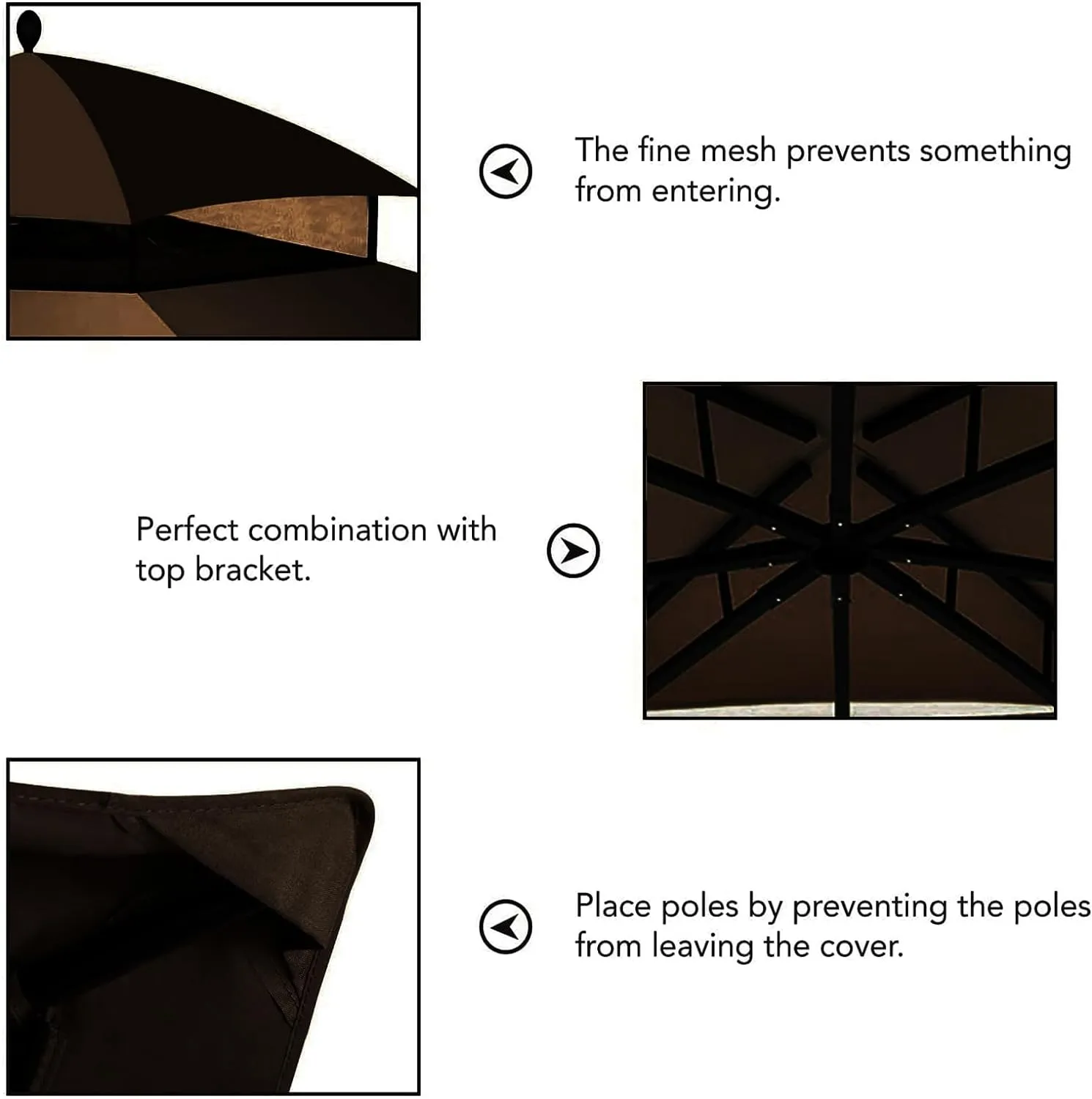 Hugline Outdoor Replacement Canopy Top Double Tier Gazebo Roof Cover for Lowe's Allen Roth 10x12 Gazebo #GF-12S004B-1 (Brown)