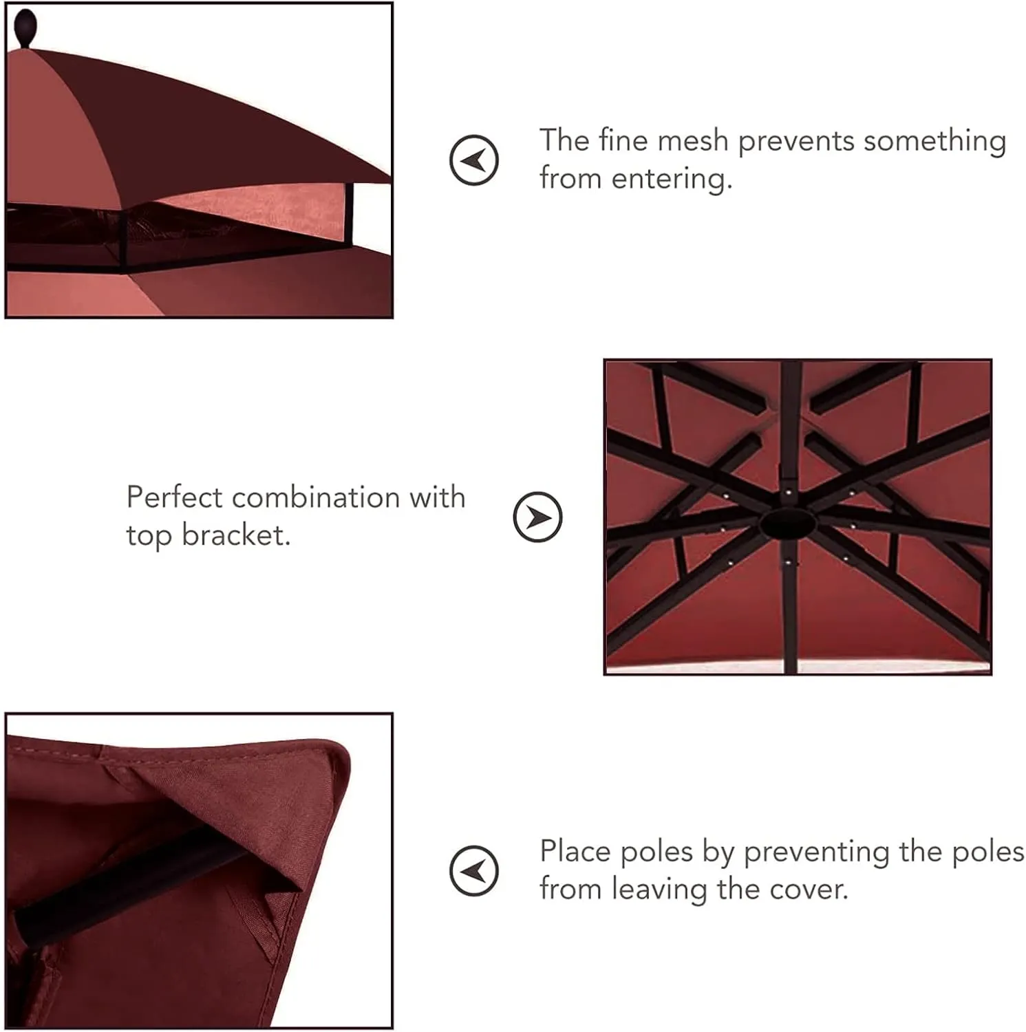 Hugline Outdoor Replacement Canopy Top Double Tier Gazebo Roof Cover for Lowe's Allen Roth 10x12 Gazebo #GF-12S004B-1 (Burgundy)