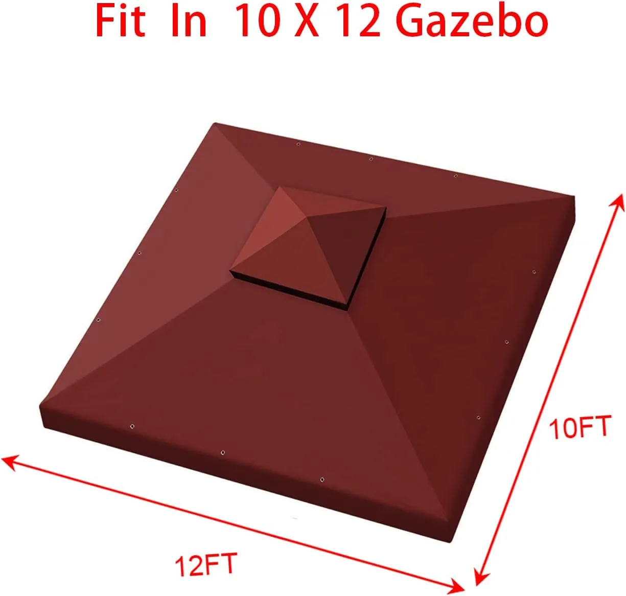 Hugline Outdoor Replacement Canopy Top Double Tier Gazebo Roof Cover for Lowe's Allen Roth 10x12 Gazebo #GF-12S004B-1 (Burgundy)