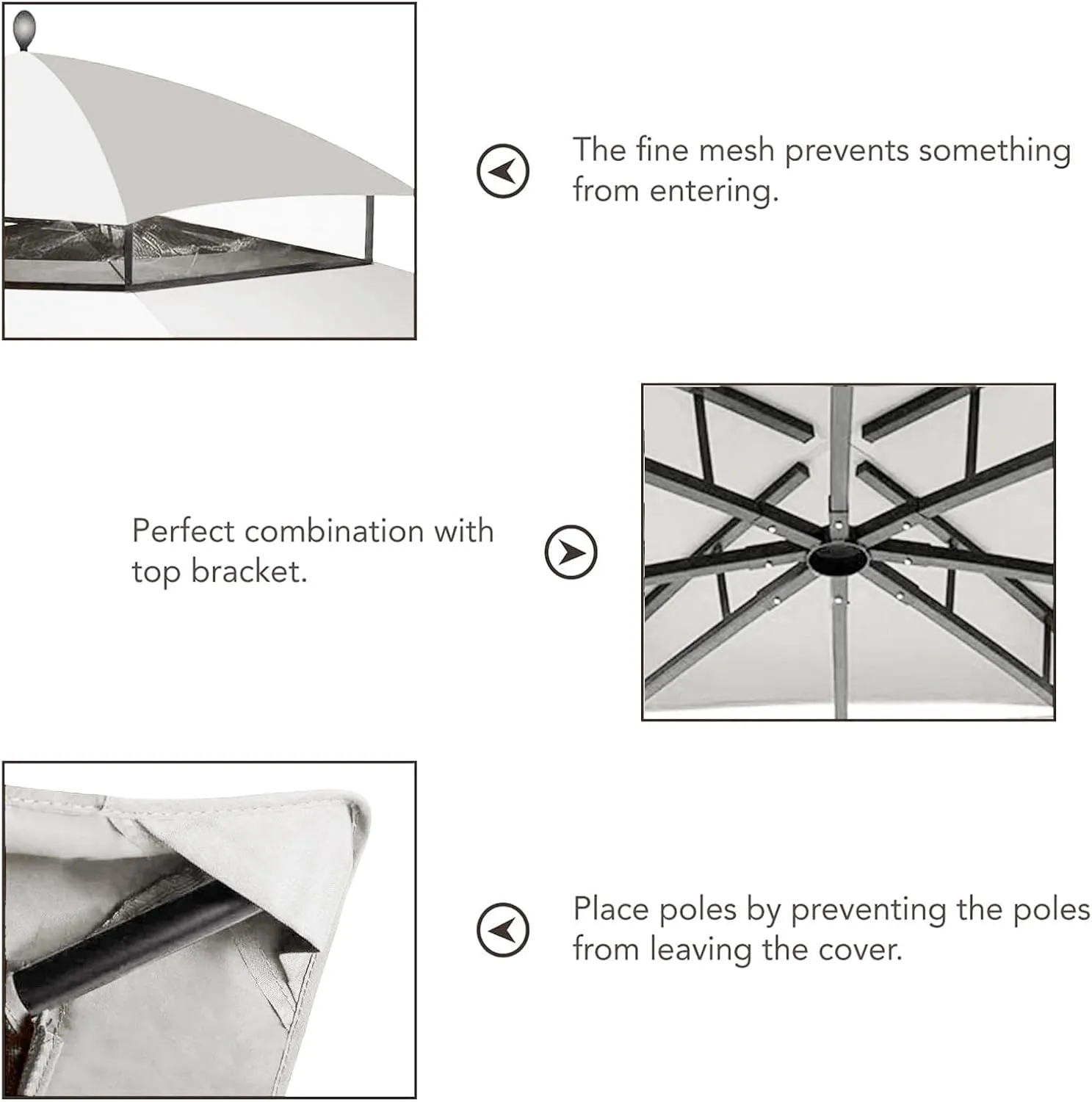 Hugline Outdoor Replacement Canopy Top Double Tier Gazebo Roof Cover for Lowe's Allen Roth 10x12 Gazebo #GF-12S004B-1 (Gray)