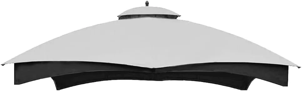 Hugline Outdoor Replacement Canopy Top Double Tier Gazebo Roof Cover for Lowe's Allen Roth 10x12 Gazebo #GF-12S004B-1 (Gray)