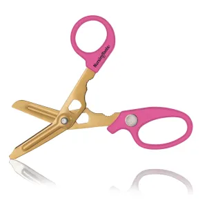 Hummingbird 4-in-1 Medical Scissors - Compact Pocket Size Trauma Shears for Nurses, Students, Practitioners & Medical Professionals (Hibiscus Pink)