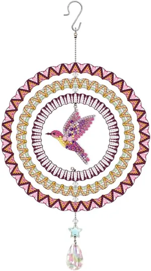 Hummingbird Crystal Suncatcher Wind Chime Window Hanging – K9 Rainbow Prism Angel Teardrop Light Catcher DIY Rhinestone Kit Home Wedding Decor