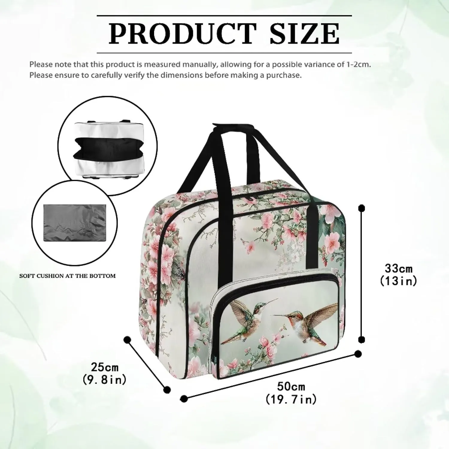 Hummingbird Sewing Machine Bag with Pockets and Handles Sewing Machine Carrying Case Wear-Resisting Sewing Machine Covers for Sewing Machine and Extra Sewing Accessories