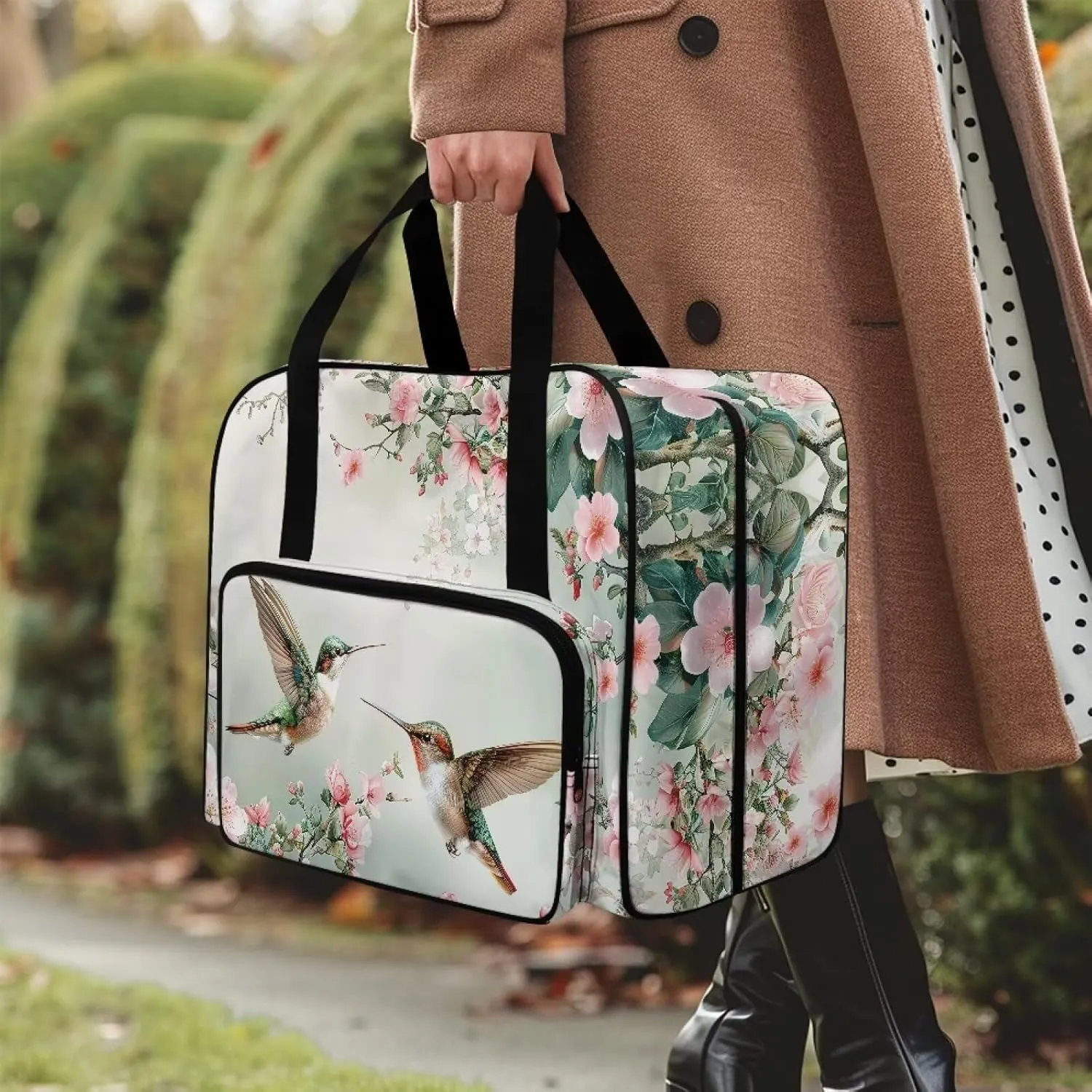 Hummingbird Sewing Machine Bag with Pockets and Handles Sewing Machine Carrying Case Wear-Resisting Sewing Machine Covers for Sewing Machine and Extra Sewing Accessories