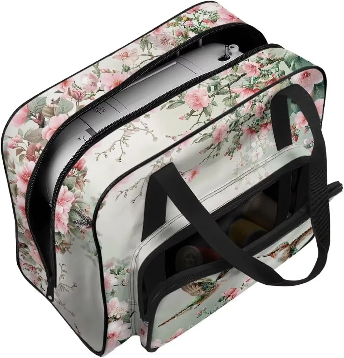 Hummingbird Sewing Machine Bag with Pockets and Handles Sewing Machine Carrying Case Wear-Resisting Sewing Machine Covers for Sewing Machine and Extra Sewing Accessories