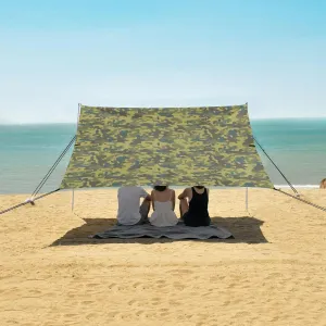 Hunter Green Camouflage Pattern Beach Camping Tent Sun Shelter for Whole Family, Beach Shade Canopy with UPF50  UV Protection,Easy Set Up and Carry,Outdoor Shade for Trips, Fishing, Backyard Fu