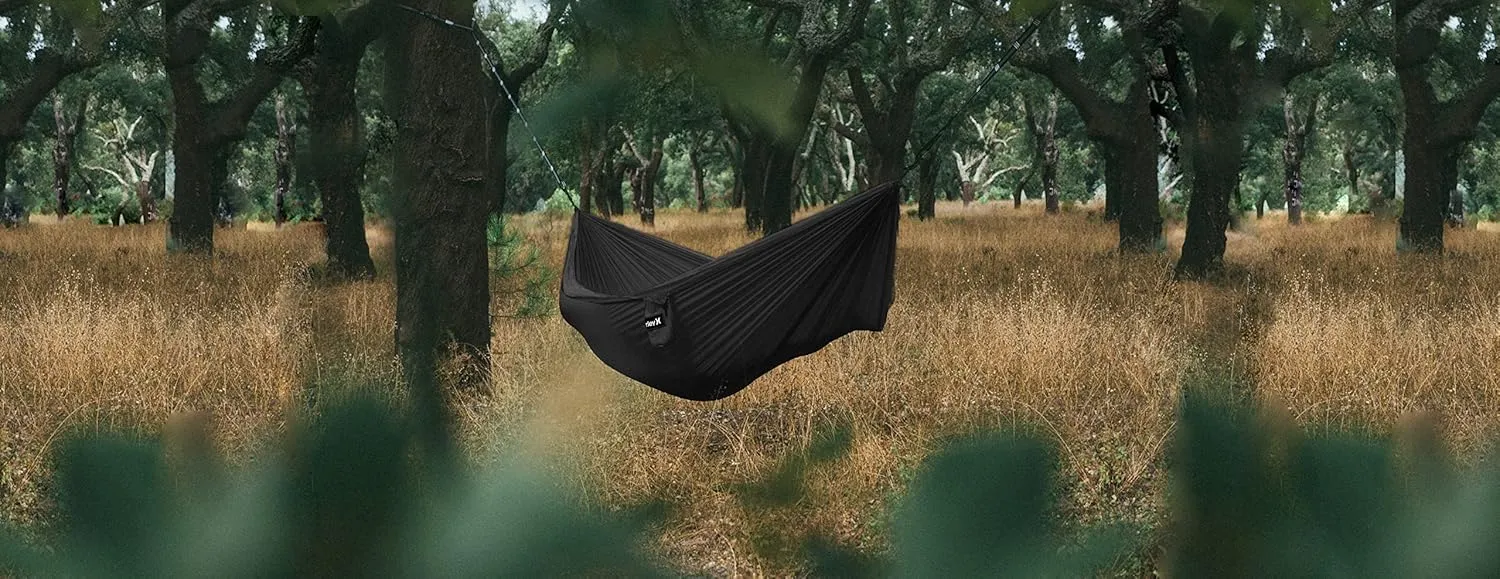 Hurley Duo Camping Hammock - 2 Person Portable Hammock for Camping, Heavy Duty Hammock, Parachute Nylon Fabric - Camping Accessories for Outdoor Activity - Holds 400lbs, Harvest Pumpkin, 118 x 79