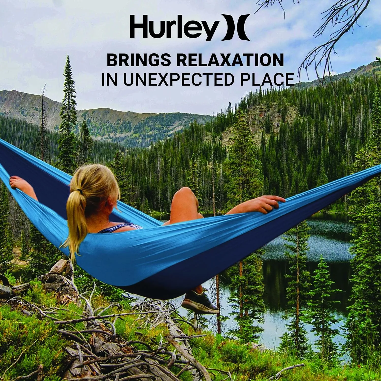 Hurley Duo Camping Hammock - 2 Person Portable Hammock for Camping, Heavy Duty Hammock, Parachute Nylon Fabric - Camping Accessories for Outdoor Activity - Holds 400lbs, Harvest Pumpkin, 118 x 79