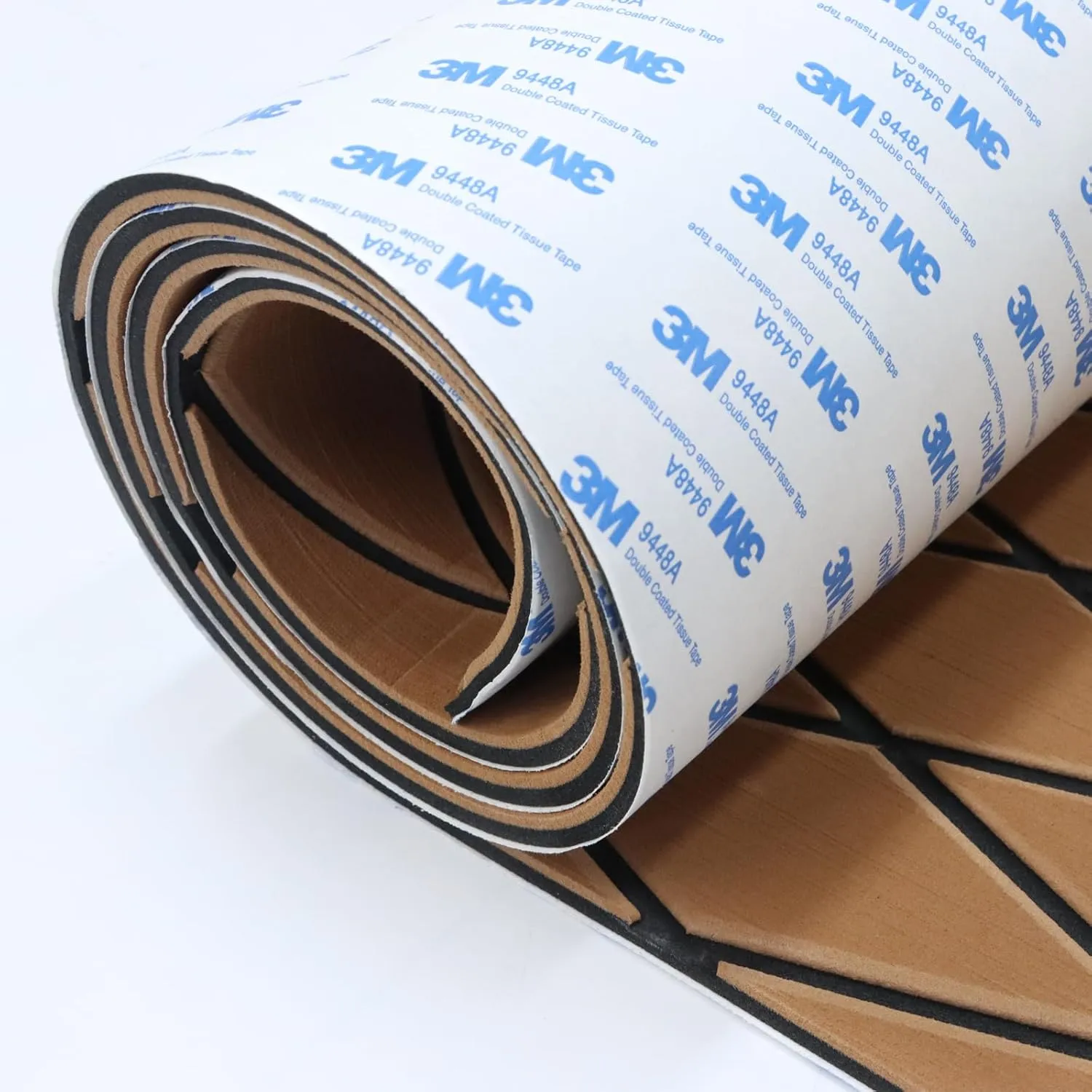HXBYX EVA Foam Boat Flooring with 3M Adhesive Backing 6mm Thick Diamond Sea Deck Boat Carpet Marine Non-Slip Self-Adhesive Flooring Sheet for Kayak Yacht SwimPool RV 94"x43.9"/28.3"/15.3"