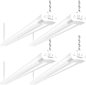 hykolity 4 Pack 4FT LED Shop Light Linkable, 4400lm, 42w(250w Equivalent), 5000K Utility Shop Lights, Hanging or Flush Mount, with Power Cord and On/Off Switch