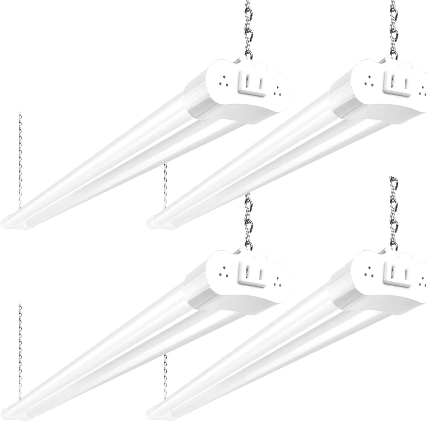 hykolity 4 Pack 4FT LED Shop Light Linkable, 4400lm, 42w(250w Equivalent), 5000K Utility Shop Lights, Hanging or Flush Mount, with Power Cord and On/Off Switch