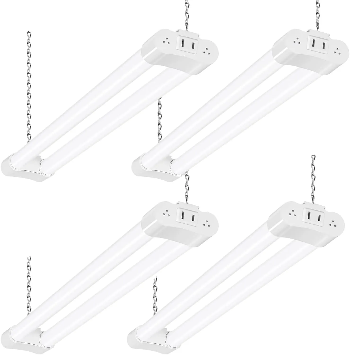 hykolity 4 Pack Linkable LED Shop Light for Garage, 2FT 22W Utility Light Fixture, 2500lm, 5000K Daylight LED Workbench Lighting with Power Cord, Hanging or Flush Mount, White - ETL