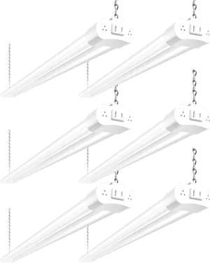 hykolity 6 Pack 4FT Linkable LED Shop Light, Utility Shop Light Fixture, 4400lm, 42W [250W Equivalent], 5000K Daylight Shop Lights for Garage, Hanging or Surface Mount, with Power Cord, ETL,White