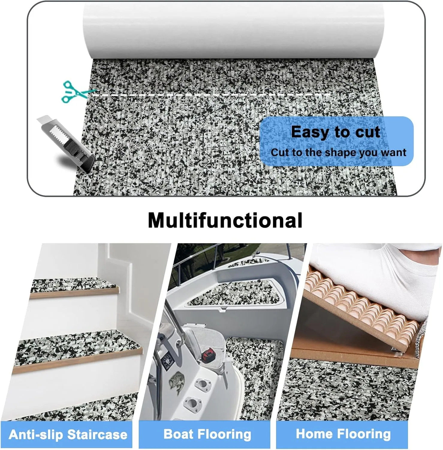 HZshark EVA Foam Boat Decking Camo Self-Adhesive Non-Slip Marine Deck Boat Flooring 94" x 45"/35"
