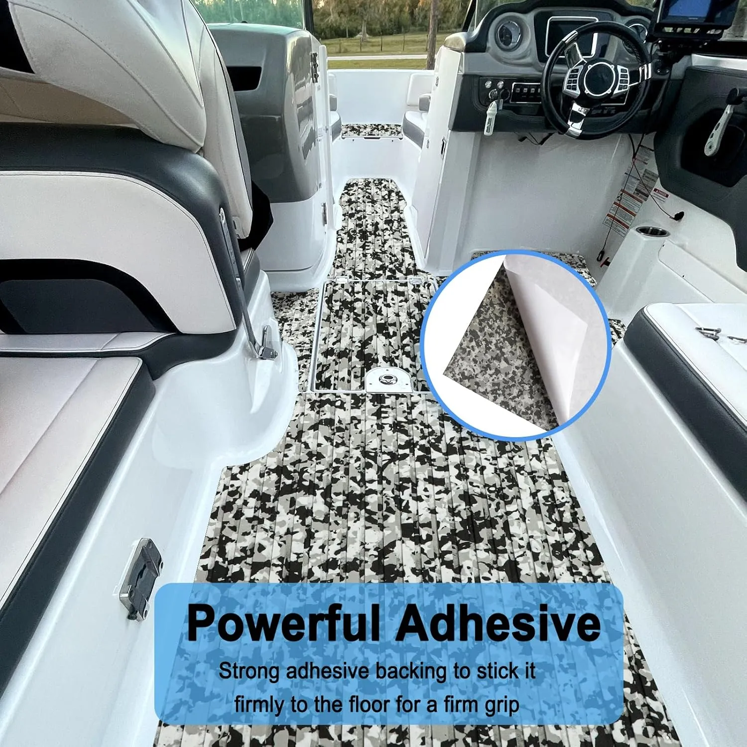 HZshark EVA Foam Boat Decking Camo Self-Adhesive Non-Slip Marine Deck Boat Flooring 94" x 45"/35"
