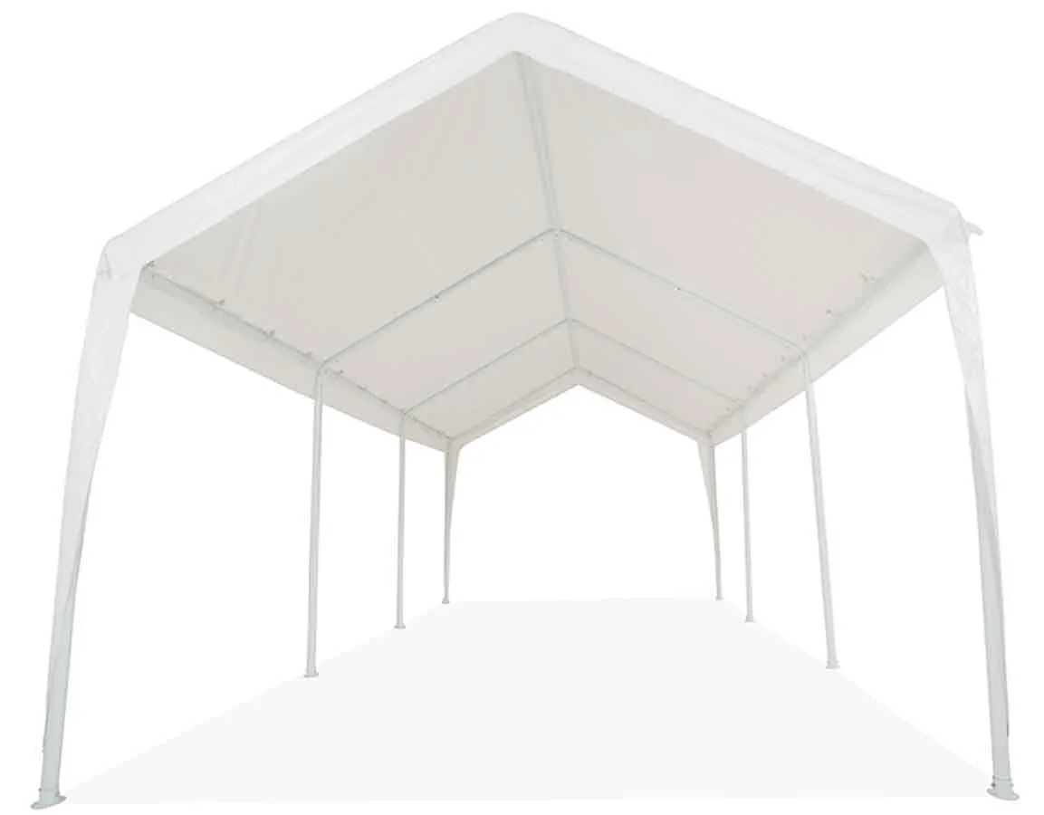 Impact 11' x 20' Portable Carport Garage Canopy, Outdoor Party Tent with 8 Dressed Legs, White