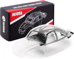 INJORA BUG24 Body with Roll Cage for 1/24 Axial SCX24 C10 JLU Bronco Base Camp Upgrade(Clear)