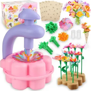 INKZOO DIY Flower Bouquet Craft Kit for Girls Ages 4-8 - Creative Arts & Crafts Toy with 70  Pieces to Make 10  Unique Fabric Flowers - STEM Educational Gift for Birthday, Mother's Day & Christmas