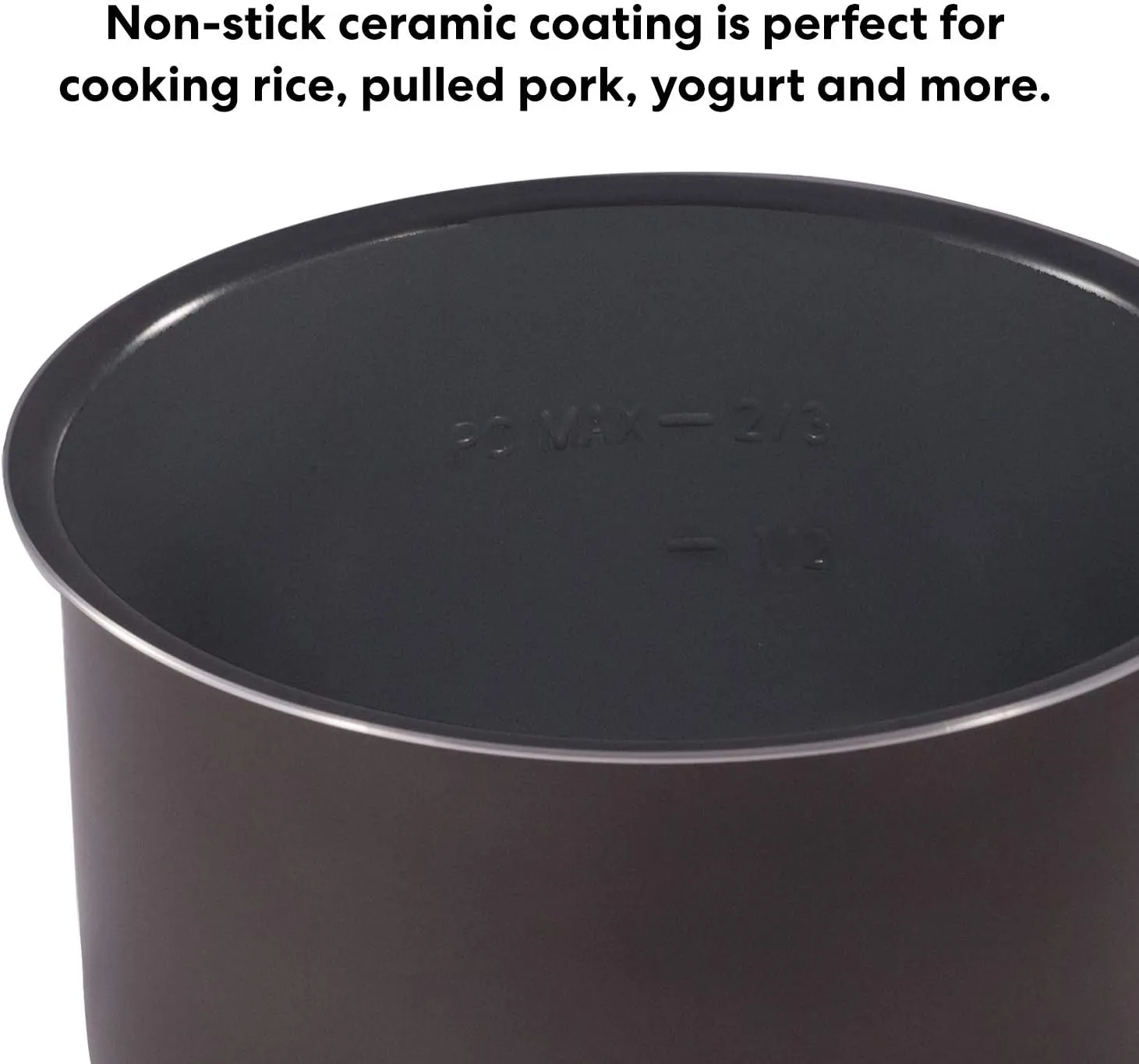 Instant Pot Ceramic Inner Cooking Pot 8-Qt, Non-Stick Coated Interior, Rice Cooker, Cooking Pot for Slow Cooking, Gray