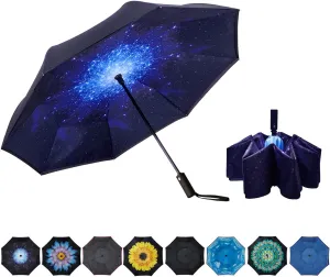 Inverted Umbrella Double Layer Automatic Folding Reserve Umbrella Windproof UV Protection for Rain Car Travel Outdoor Men Women