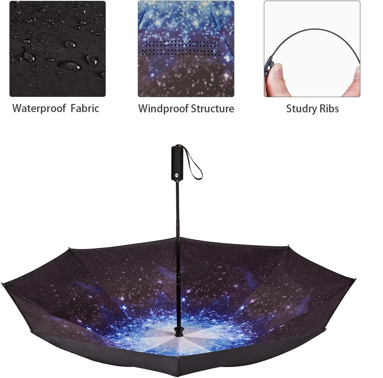 Inverted Umbrella Double Layer Automatic Folding Reserve Umbrella Windproof UV Protection for Rain Car Travel Outdoor Men Women