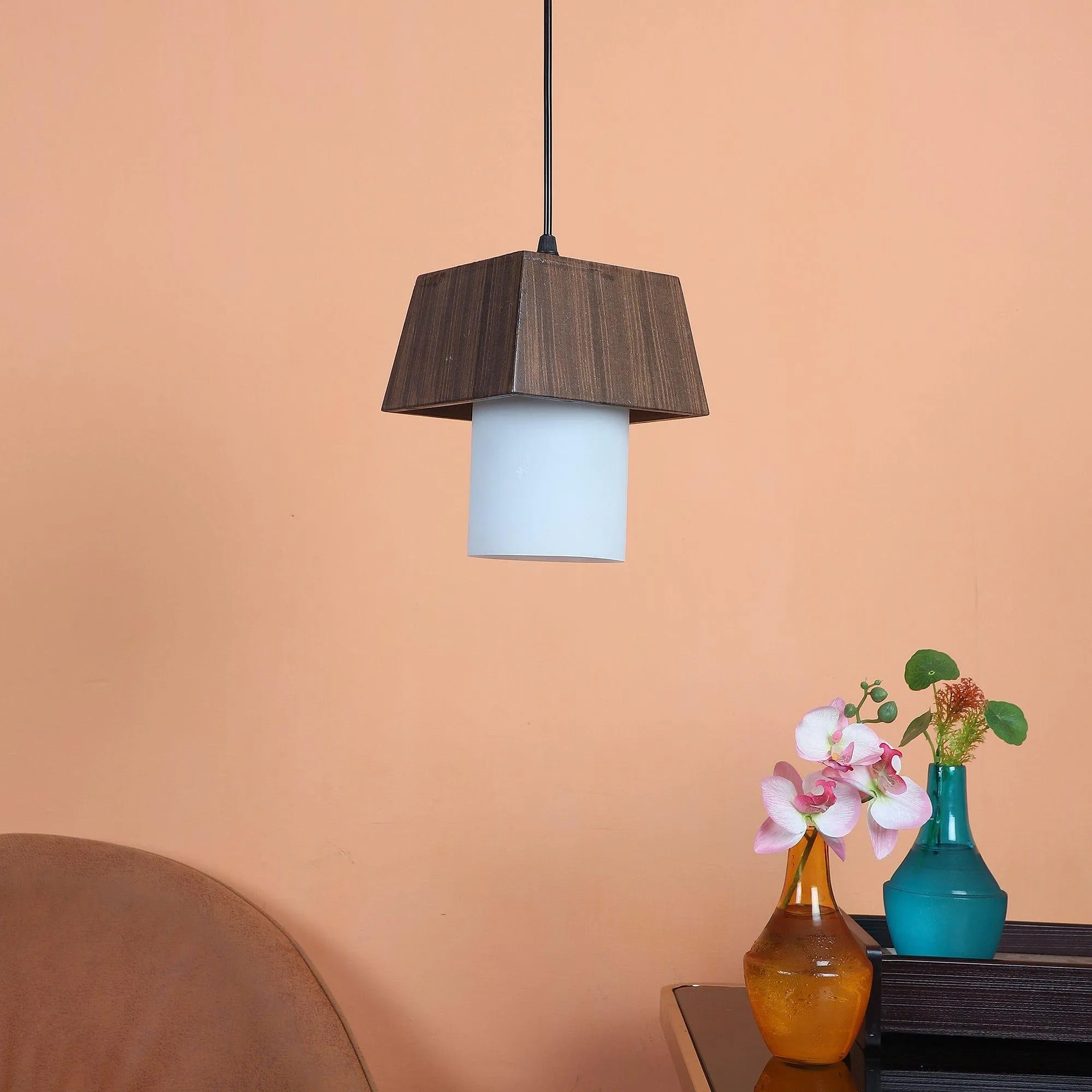 Iron Hanging Lights Brown Finish