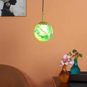 Iron Hanging Lights  Green and Gold Finish