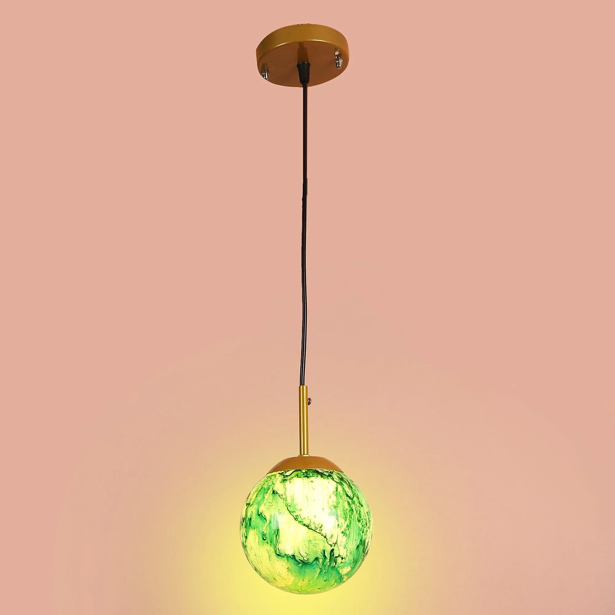 Iron Hanging Lights  Green and Gold Finish