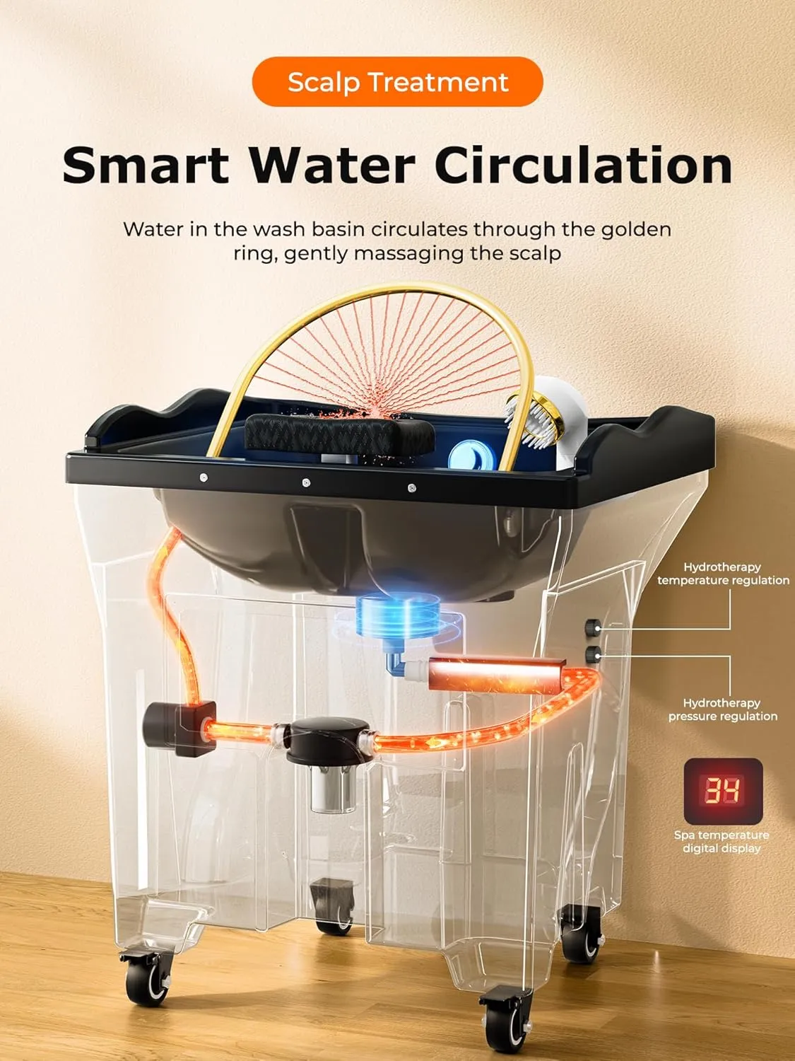 Japanese Head Spa Equipment with Dual-Control System | 60L Water Tank | Fumigation, Light Therapy & Adjustable Head Pillow | Efficient Water Circulation for Salons & Spas