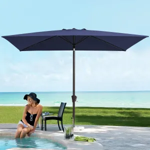 JEAREY 6.5x10ft Olefin Rectangular Patio Umbrella Outdoor Umbrella with Auto Tilt Crank System,Market Table Umbrella UV Protection Fade-Resistant for Pool Deck Garden Backyard,Navy
