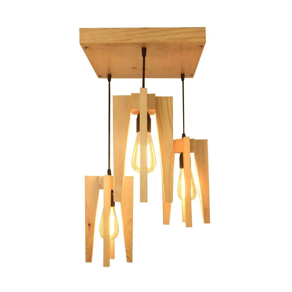 Jet Beige Wooden Cluster Hanging Lamp (BULB NOT INCLUDED)