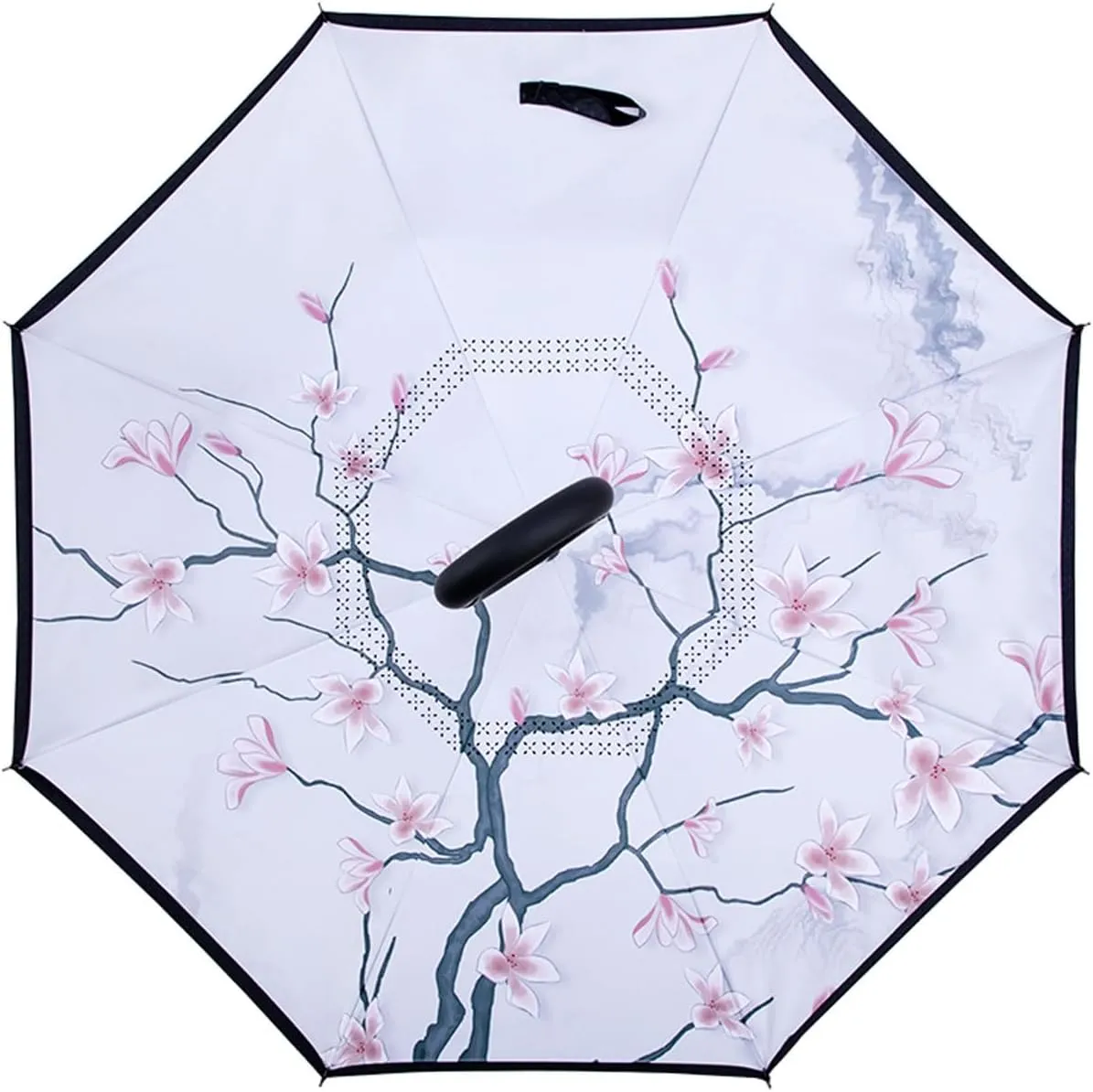 JITEM Inverted Reverse Upside Down Umbrella Chinese Style Rain Umbrella w/C-Shaped Handle Double Canopy Vented Windproof Waterproof Stick Umbrella