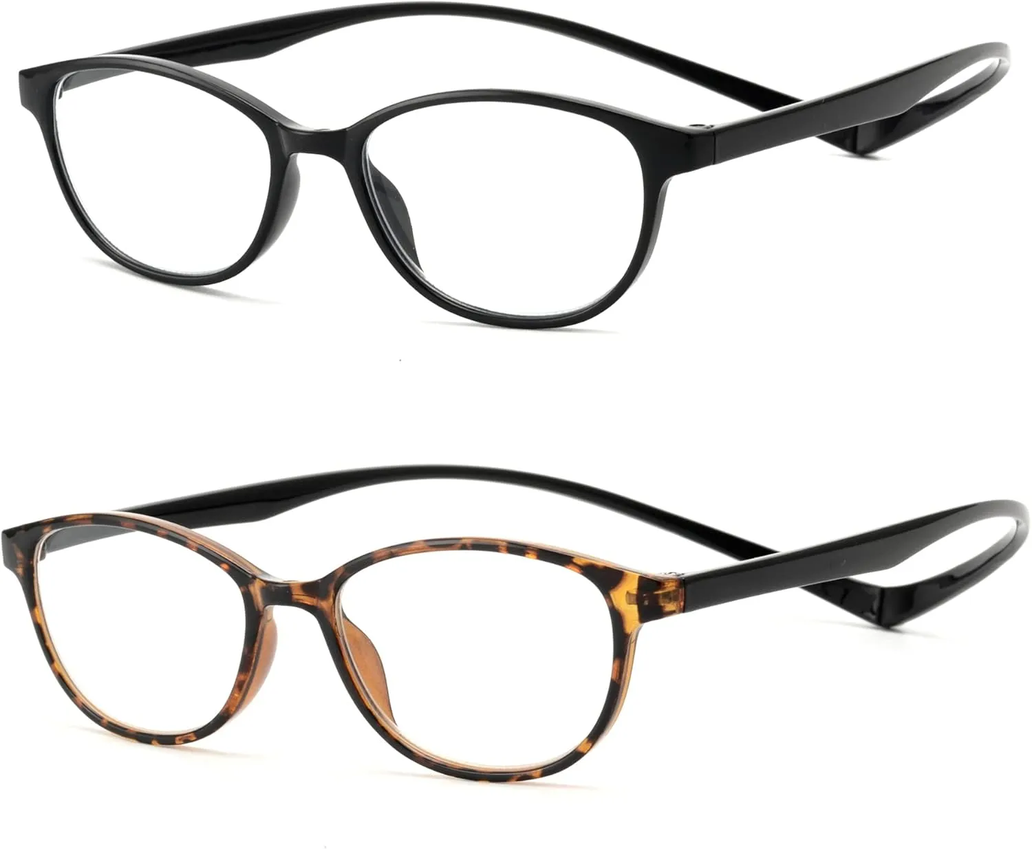 JM 2 Pack Magnetic Reading Glasses for Men Women, Hang Neck Blue Light Blocking Computer Readers Black & Tortoise  2.5