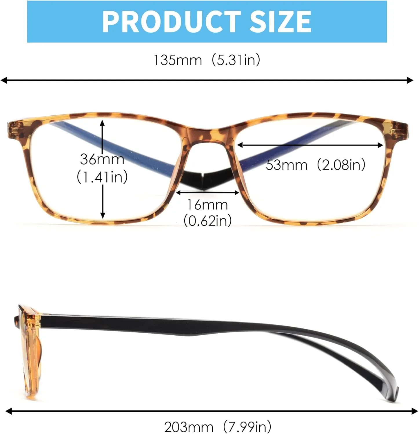 JM 2 Pack Magnetic Reading Glasses for Men Women, Hang Neck Blue Light Blocking Computer Readers Tortoise & Clear  1.0